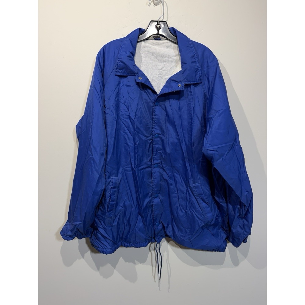 Vintage Men's 3XL Blue 100% Nylon Windbreaker Jacket Snap Closure